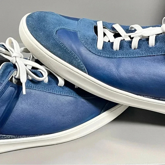 Louis Vuitton Blue Leather and Suede Low Top Sneakers Size US MENS12 - Picture 5 of 13